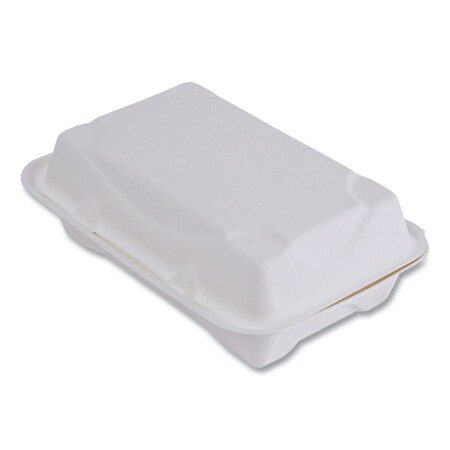 Eco-Products Vanguard Renewable and Compostable Sugarcane Clamshells, 1-Compartment, 9 x 6 x 3, White, PK250 EP-HC96NFA